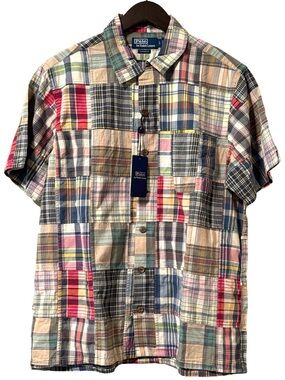 Polo Ralph Lauren Patchwork Madras Button Down Shirt Size Large